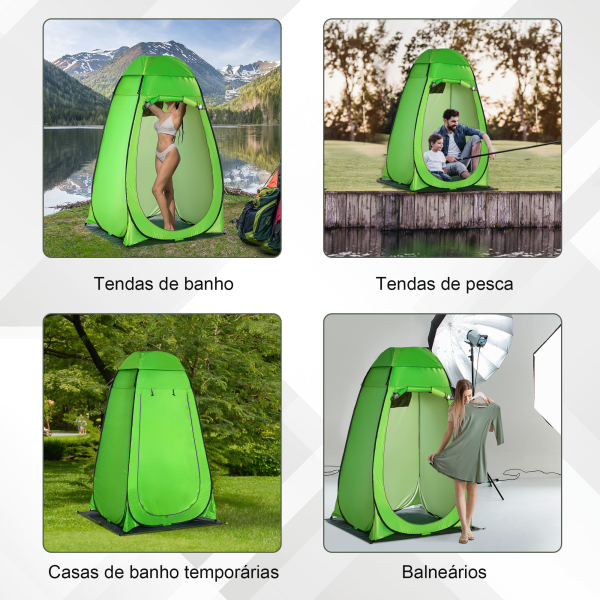 Outsunny Tenda de Duche Tenda de Privacidade Portátil com 1 Gancho Bolso Bolsa de Transporte e UV20+ 126x124x189 cm Verde - Image 7