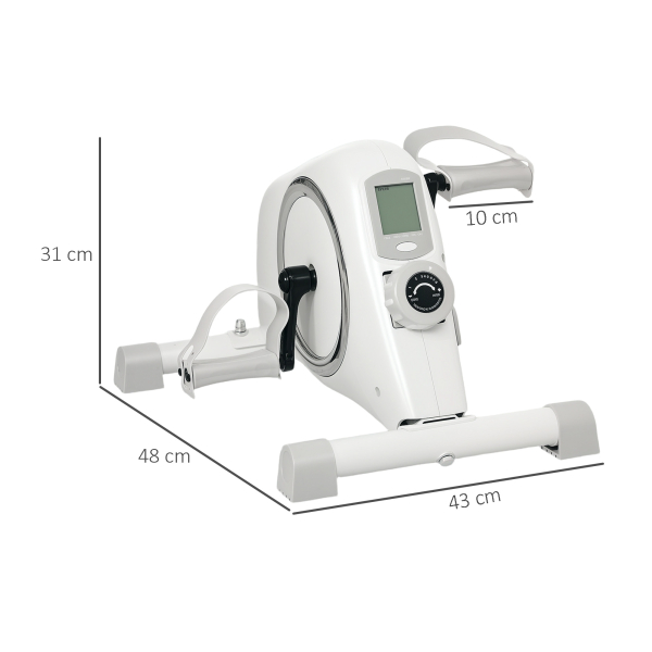 SPORTNOW Mini Bicicleta Estática com Resistência Magnética de 8 Níveis Ecrã LCD e Pedais Antiderrapantes para Exercitar Braços e Pernas 48x43x31 cm Branco - Image 3
