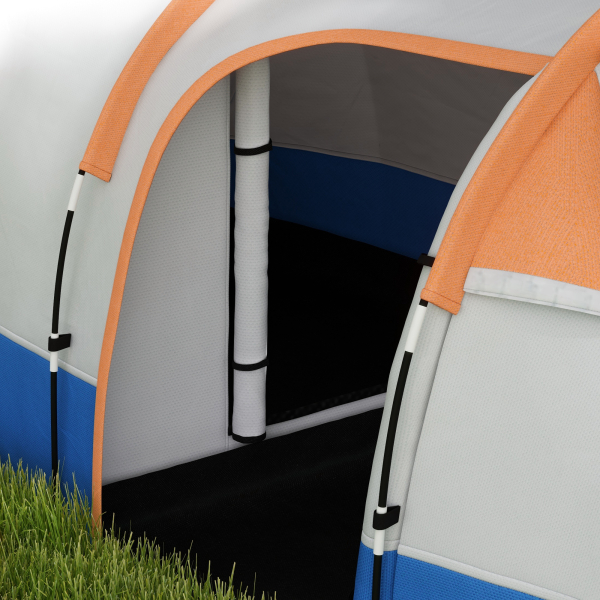 Outsunny Tenda de Campismo Familiar para 2-3 Pessoas com 2 Áreas e Bolsa de Transporte Impermeável 420x200x150 cm Cinza e Laranja - Image 9