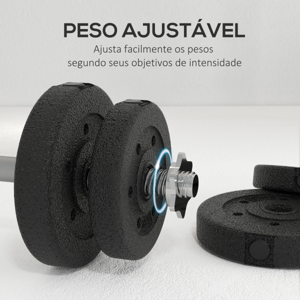 HOMCOM Conjunto de Halteres Ajustáveis 25 kg com Barra de Aço e Discos Conjunto de Pesos para Treinamento em Casa Academia Escritório Preto - Image 4