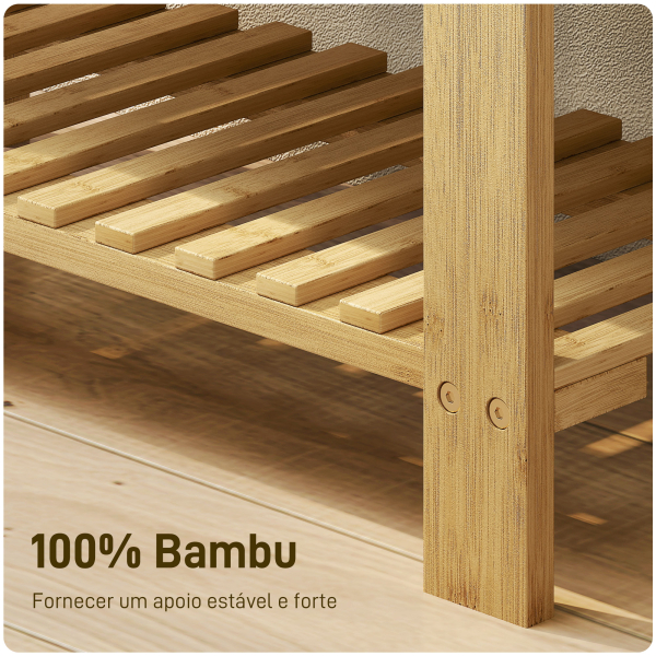 HOMCOM Banco Sapateira de Bambu Sapateira com Assento Almofadado 2 Prateleiras para 6 Pares de Sapatos 60x29x49 cm Madeira e Cinzento - Image 6