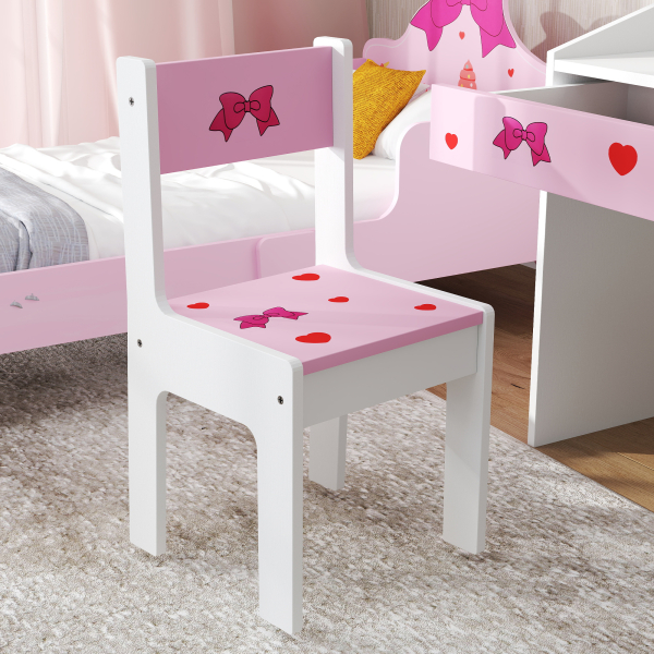 AIYAPLAY Conjunto de Secretária e Cadeira para Crianças com Gaveta Amovível e Compartimento para Dormitório Sala de Jogos Rosa e Branco - Image 9