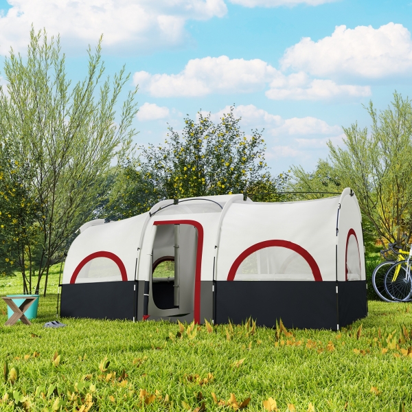 Outsunny Tenda de Campismo Familiar Tipo Túnel para 4-6 Pessoas Impermeável 3.000 mm Dobrável 435x251x195 cm Cinzento Escuro - Image 9