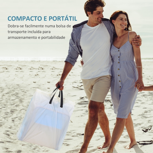 Outsunny Conjunto de 2 Esteiras de Praia com Encosto Reclinável em 5 Níveis Bolsa de Transporte e Apoio de Cabeça 48x134x33-43 cm  Branco Creme - Image 5
