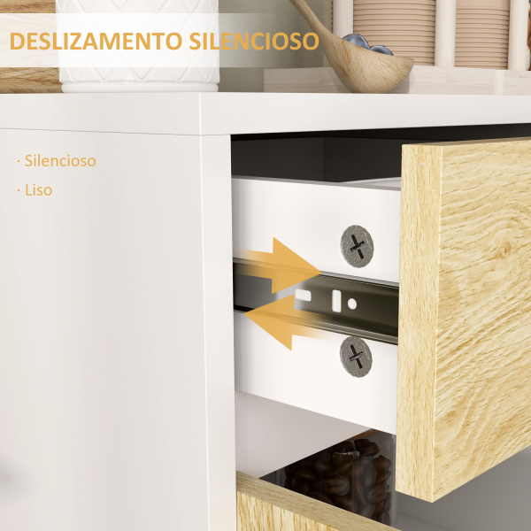 HOMCOM Aparador de Sala de Estar com 3 Gavetas Prateleiras Móvel para TV para Dormitório Sala de Estar 120x39x77 cm Branco e Madeira - Image 6