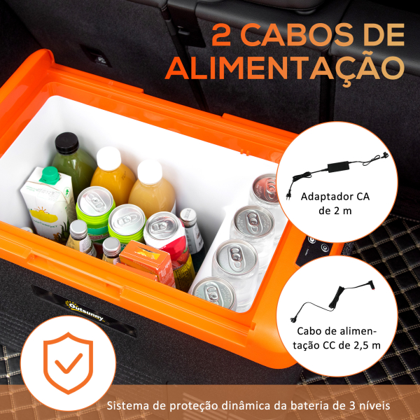 Outsunny Geleira Portátil Elétrica 40L 12V/24V até -20°C Mini Geleira com Ecrã LED Tátil para Campismo Viagens 58,7x36,5x43,8 cm Preto - Image 6