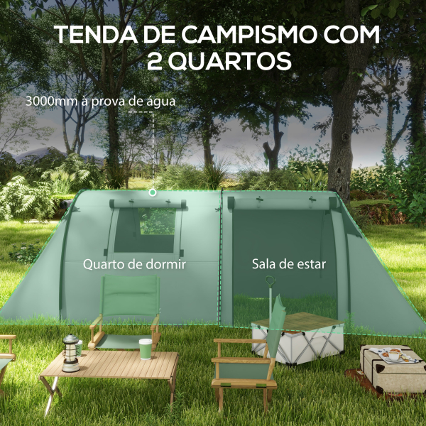 Outsunny Tenda de Campismo Familiar para 3 Pessoas Tenda Campismo Dobrável com Gancho e Bolsa de Transporte 470x220x150 cm Cinzento - Image 4