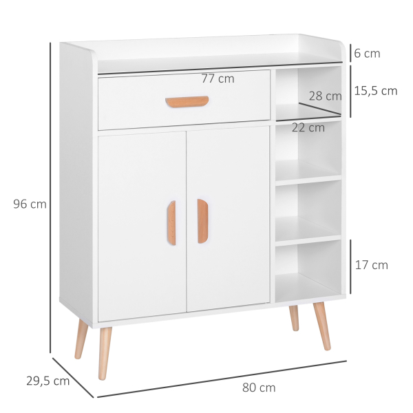 HOMCOM Aparador multiuso para cozinha sala de jantar  80x29,5x96cm Branco - Image 3