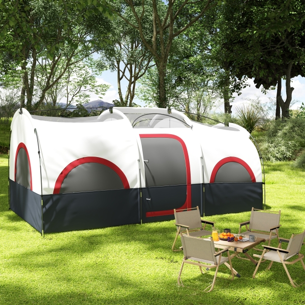 Outsunny Tenda de Campismo Familiar Tipo Túnel para 4-6 Pessoas Impermeável 3.000 mm Dobrável 435x251x195 cm Cinzento Escuro - Image 2