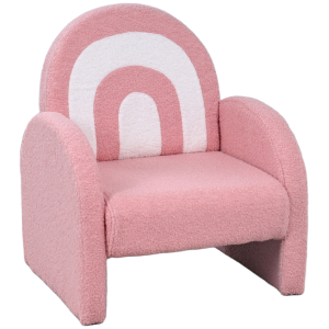 AIYAPLAY Poltrona para Crianças com Encosto em Forma de Arco-Íris Sofá para Crianças Tecido Suave em Borrego 45x41x52 cm Rosa