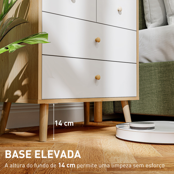 HOMCOM Cômoda de 4 Gavetas com Puxadores de Madeira Cómoda Estreita para Sala Corredor 60x35x65 cm Madeira e Branco - Image 7