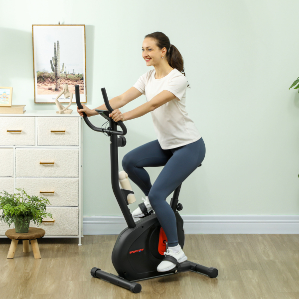 SPORTNOW Bicicleta Estática com 8 Níveis de Resistência Magnética Sensor de Frequência Assento Ajustável Ecrã LCD 88x50,5x131,5 cm Preto - Image 2