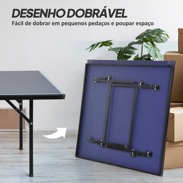 HOMCOM Mesa Dobrável de Ping Pong com Rede 152,5x274x76cm Tênis de Mesa e Material em Aço e MDF na cor Azul - Image 5