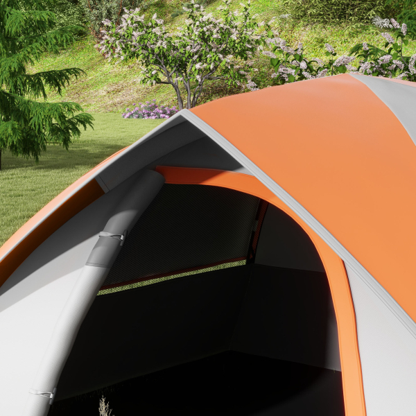 Outsunny Tenda de Campismo Dobrável para 2 Pessoas com Janela e Bolsa de Transporte Impermeável 3000 mm 210x110x150 cm Laranja - Image 8