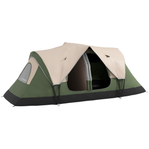 Outsunny Tenda de Campismo Familiar para 6-8 Pessoas Dobrável com 2 Quartos e Bolsa de Transporte  450x215x180 cm Verde e Marrom