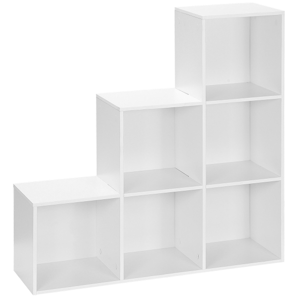 HOMCOM Estante em Forma de Escada Estante de Armazenamento com 6 Cubos Estante de Exposição 91,5x29,5x91,5cm Branco - Image 8