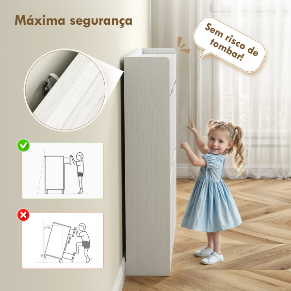 HOMCOM Sapateira Estreita com 4 Portas Sapateira para Entrada com 2 Gavetas para 8 Pares de Sapatos 98x19,2x95,3 cm Branco - Image 8