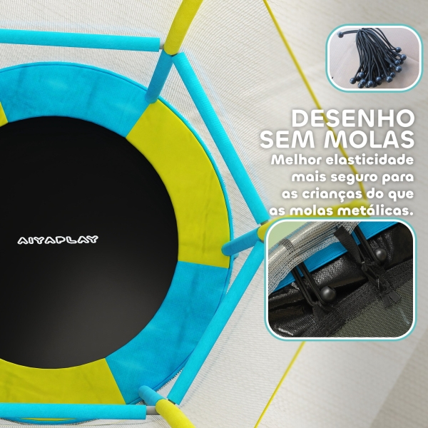 AIYAPLAY Trampolim para Crianças Ø140x190 cm com Rede de Segurança Barras Acolchoadas Carga 45 kg para Interior Multicolor - Image 5