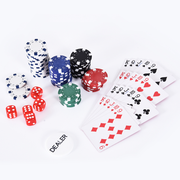 HOMCOM Mala de Poker Profissional com 300 Fichas Jogo de Poker com Mala de Alumínio 5 Dados 2 Baralhos de Cartas e 1 Ficha de Dealer 38x20,5x6,5cm Multicor - Image 8