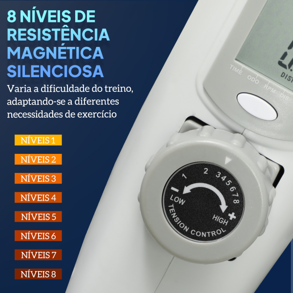 SPORTNOW Mini Bicicleta Estática com Resistência Magnética de 8 Níveis Ecrã LCD e Pedais Antiderrapantes para Exercitar Braços e Pernas 48x43x31 cm Branco - Image 5