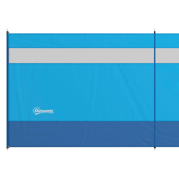 Outsunny Corta Vento para Campismo de 4 Painéis 725x140 cm com Painel Superior Transparente Postes de Aço Estacas e Bolsa de Transporte Azul - Image 9