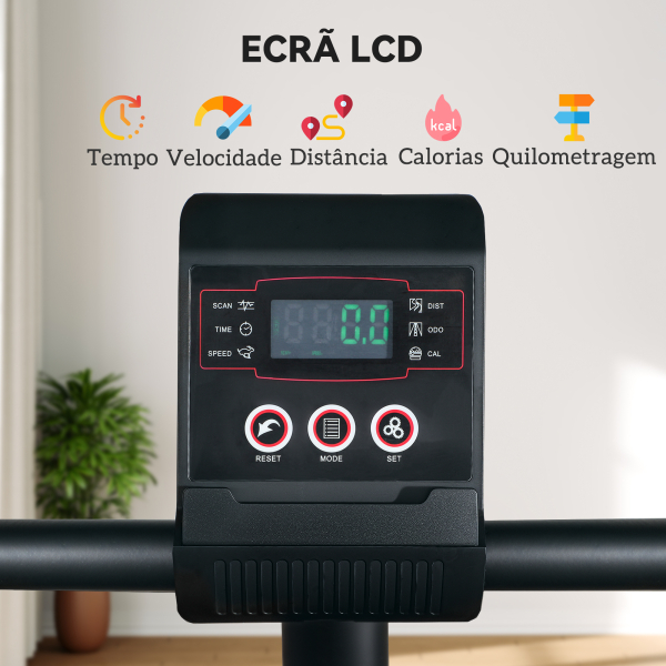 SPORTNOW Bicicleta Estática Silenciosa de 8 Níveis de Resistência Magnética com Assento Ajustável Ecrã LCD 103-139x61x100,5 cm Preto - Image 6