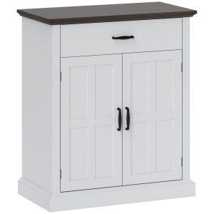 HOMCOM Aparador para Sala de Estar Estilo Rústico com 1 Gaveta Prateleira Ajustável 75,2x40x91,5 cm Branco e Madeira