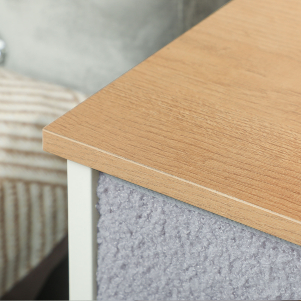 HOMCOM Cómoda com 9 Gavetas Estofada em Borreguito Cómoda de Tela com Estrutura de Aço Cómoda para Dormitório 100x30x99 cm Cinzento - Image 8