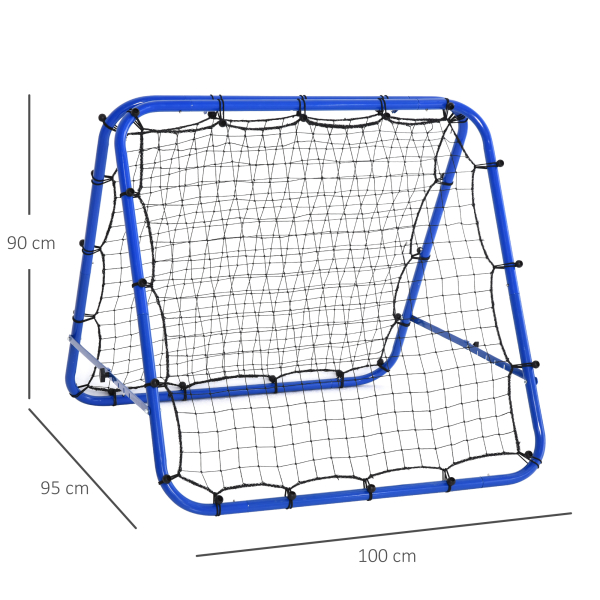 HOMCOM Rede de rebote dobrável para treinamento rebotador ajustável em 5 níveis em ângulo com tubo de aço 100x95x90 cm azul - Image 3