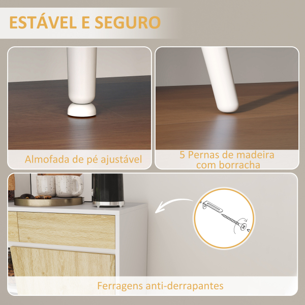 HOMCOM Aparador de Sala de Estar com 3 Gavetas Prateleiras Móvel para TV para Dormitório Sala de Estar 120x39x77 cm Branco e Madeira - Image 7