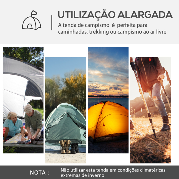Outsunny Abrigo de Campismo para 4-5 Pessoas com 4 Telas Mosquiteiras 2 Painéis e Bolsa de Transporte  350x350x230 cm Cinza - Image 7