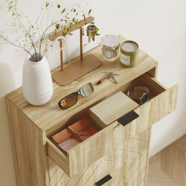 HOMCOM Sapateira Estreita com 2 Portas Gaveta e Prateleiras Ajustáveis para 8 Pares de Sapatos 60x24x105,5 cm Madeira - Image 9