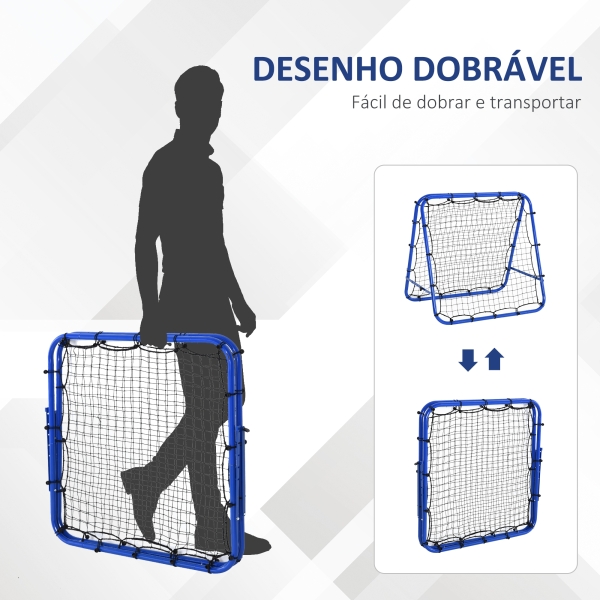 HOMCOM Rede de rebote dobrável para treinamento rebotador ajustável em 5 níveis em ângulo com tubo de aço 100x95x90 cm azul - Image 5