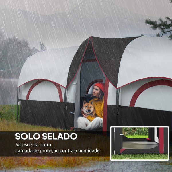 Outsunny Tenda de Campismo Familiar Tipo Túnel para 4-6 Pessoas Impermeável 3.000 mm Dobrável 435x251x195 cm Cinzento Escuro - Image 6