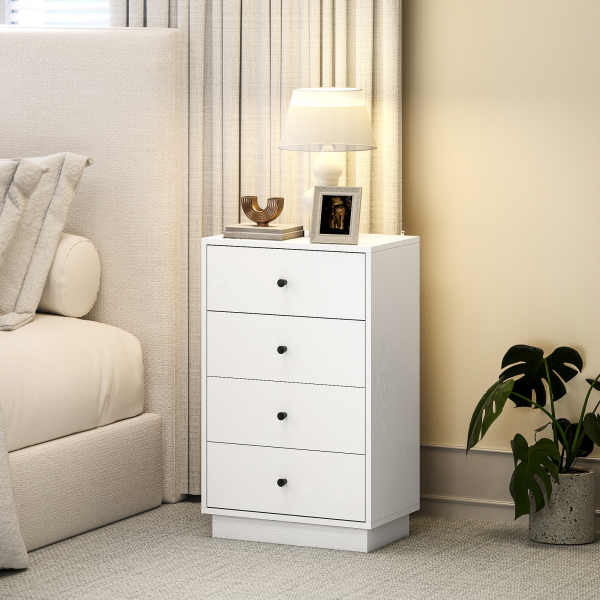 HOMCOM Cómoda de 4 Gavetas Cómoda para Dormitório Moderna Cómoda Estreita para Sala de Estar Corredor 47x29x75 cm Branco - Image 2