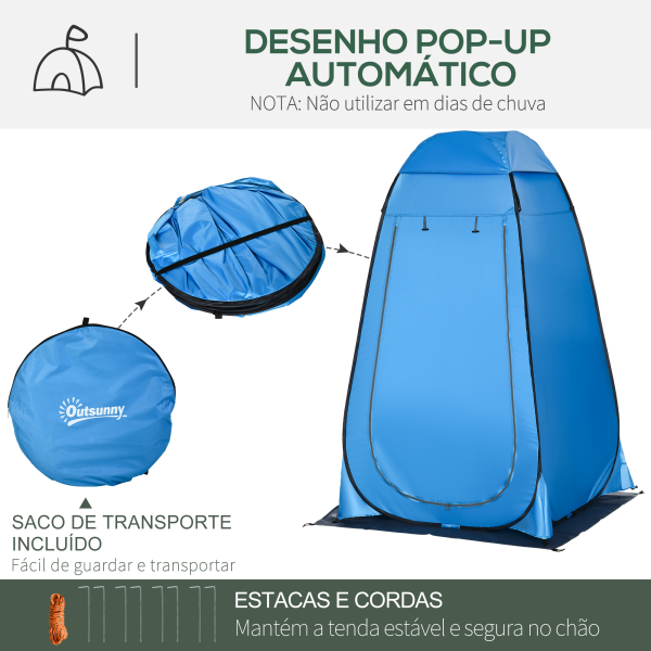 Outsunny Tenda de Duche Tenda de Privacidade Portátil com 1 Gancho Bolso Bolsa de Transporte e UV20+ 126x124x189 cm Azul - Image 5