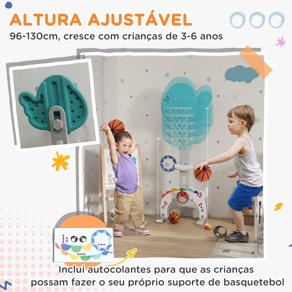 AIYAPLAY Cesta de Basquetebol para Crianças Altura Ajustável com Jogo de Lançamento de Bola de Futebol, Golf Multicolor - Image 6