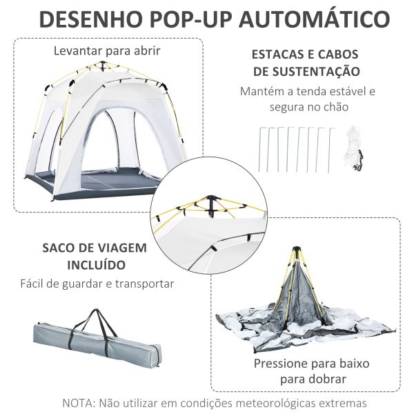 Outsunny Tenda de Campismo para 4 Pessoas Tenda de Campismo Pop UP com 4 Janelas e Bolsa de Transporte 240x240x199 cm Cinza - Image 5