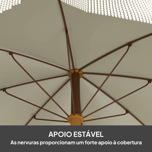 Outsunny Chapéu de Sol de Praia Ø190x210 cm com 8 Varas Abertura Manual Anti-UV Impermeável e Bolsa de Transporte para Jardim Verde - Image 5