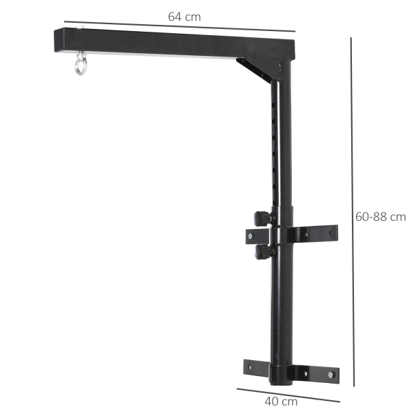 HOMCOM Suporte para Saco de Boxe Regulável Suporte para Boxe de Parede Carga Máxima 100kg 60-88x40x63 cm Preto - Image 3