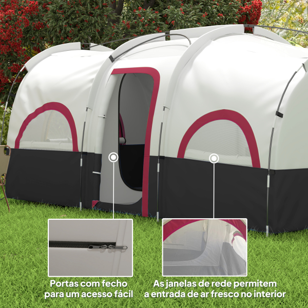Outsunny Tenda de Campismo Familiar Tipo Túnel para 4-6 Pessoas Impermeável 3.000 mm Dobrável 435x251x195 cm Cinzento Escuro - Image 5