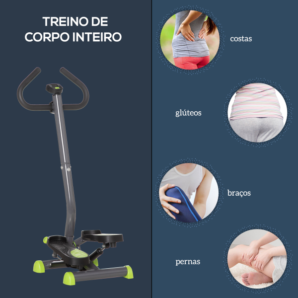 HOMCOM Máquina de Step Stepper Fitness em Casa com Tela LCD Alça e Pedais Antiderrapantes para Ginásio 55x44x108 cm Cinzento - Image 7