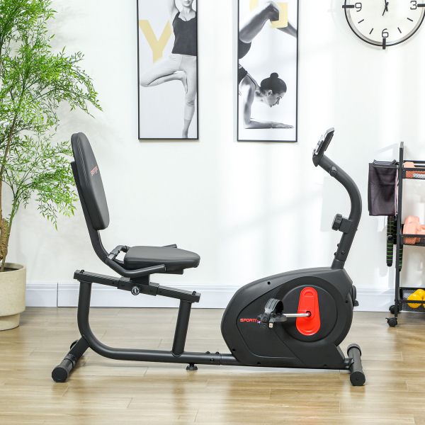 SPORTNOW Bicicleta Estática Silenciosa de 8 Níveis de Resistência Magnética com Assento Ajustável Ecrã LCD 103-139x61x100,5 cm Preto - Image 9