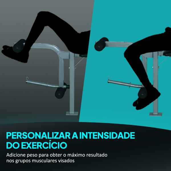 HOMCOM Banco de Musculação máquina de fitness com encosto ajustável 165x68x114cm Preto - Image 6