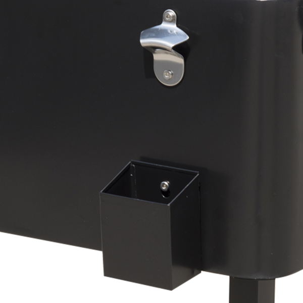 Outsunny Geleira para Bebidas Carro Refrigerado para Bebidas 75,7 L com Rodas Abridor de Garrafas e Prateleira 90x39x83 cm Preto - Image 9