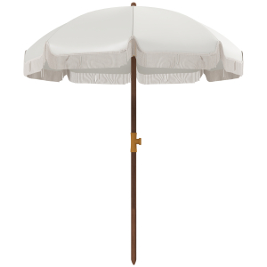 Outsunny Chapéu de Sol de Praia Ø190x210 cm com 8 Varas Abertura Manual Anti-UV Impermeável e Bolsa de Transporte para Jardim Creme
