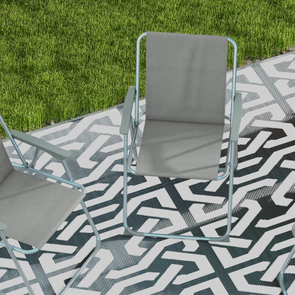 Outsunny Conjunto de 4 Cadeiras de Campismo Dobráveis Acolchoadas em Tela Oxford com Estrutura de Aço 53x54x76 cm Cinza - Image 7