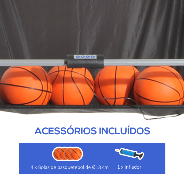 HOMCOM Conjunto de tabelas de Basquetebol Dobráveis e Portáteis de aço Cor Preto e Branco 205x110x205 cm - Image 5