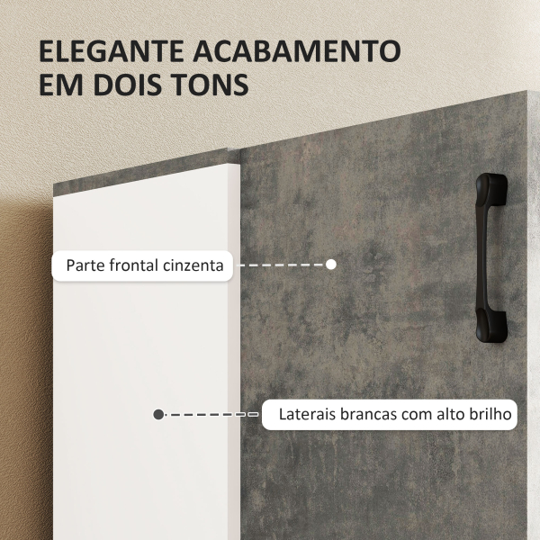 HOMCOM Aparador de 2 Portas de Fechamento Suave Aparador de Sala de Estar com Prateleira Móvel Auxiliar para Cozinha Quarto Entrada 80x37x80 cm Cinza Cimento e Branco Brilho - Image 7