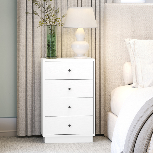 HOMCOM Cómoda de 4 Gavetas Cómoda para Dormitório Moderna Cómoda Estreita para Sala de Estar Corredor 47x29x75 cm Branco - Image 7